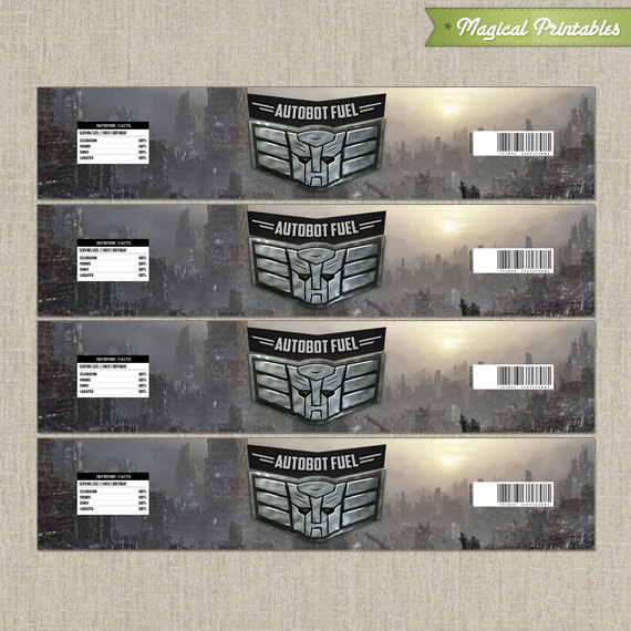 Transformers Theme Water Bottle Labels – PRETTY UR PARTY